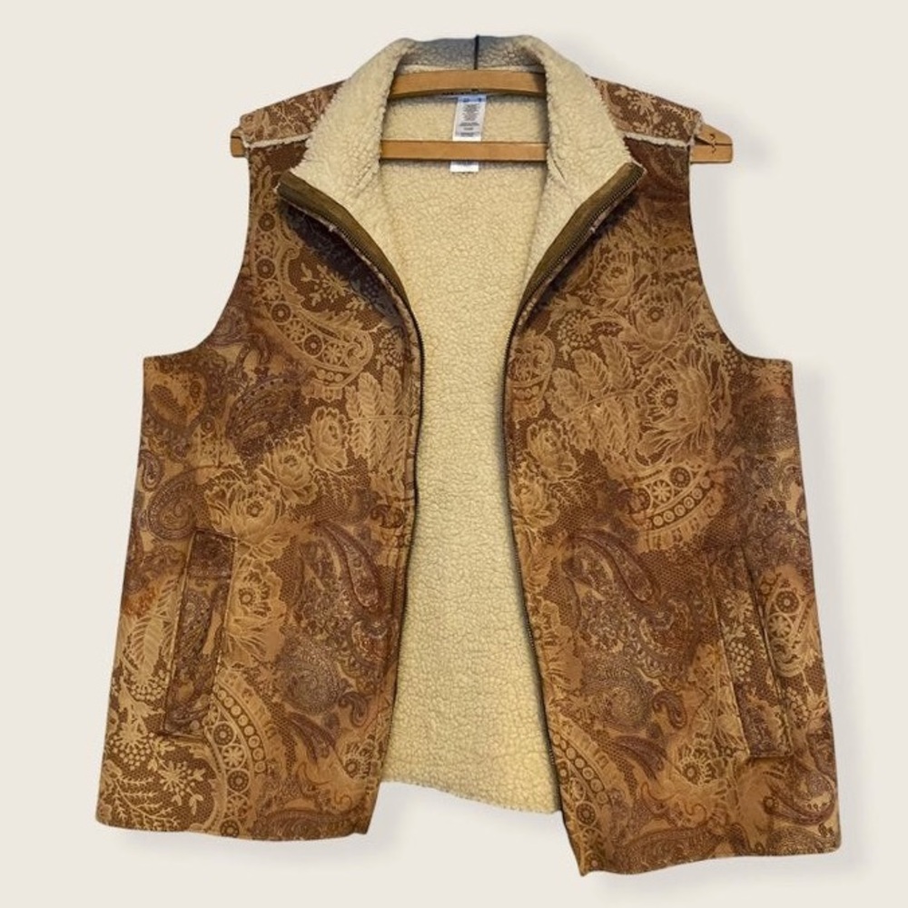 Vintage 90s Faux Suede Sherpa Vest